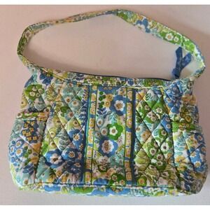 Vera Bradley Quilted Floral Hobo Shoulder Bag Blue Green Yellow White